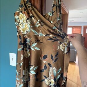 Floral Brown Wrap Dress